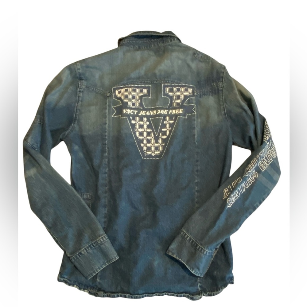 VSCT | Vintage Men’s VSCT Denim Shirt with Logo Patches | Clubwear | Y2K EUC L. - Picture 4 of 13